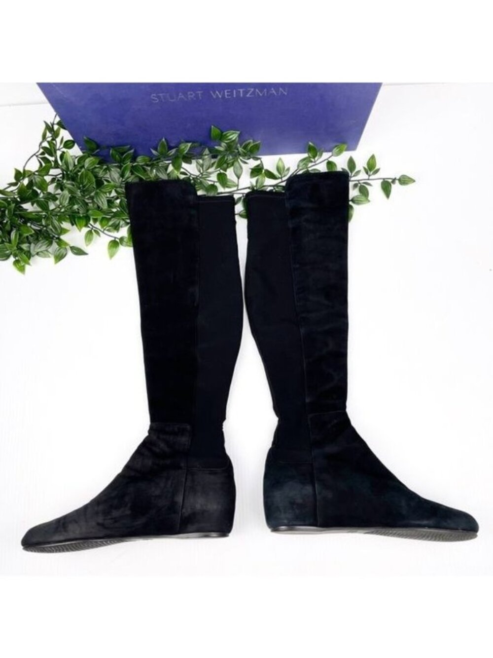 Stuart Weitzman lander otk anthracite suede wedge boots Size 7.5 - Picture 4 of 9